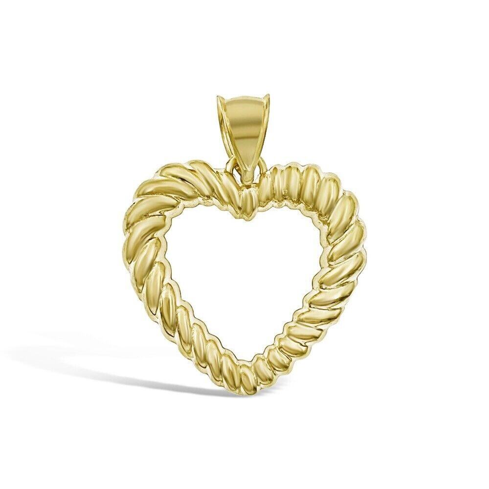 Heart Love Pendant Charm 10k Yellow Gold 1.3"
